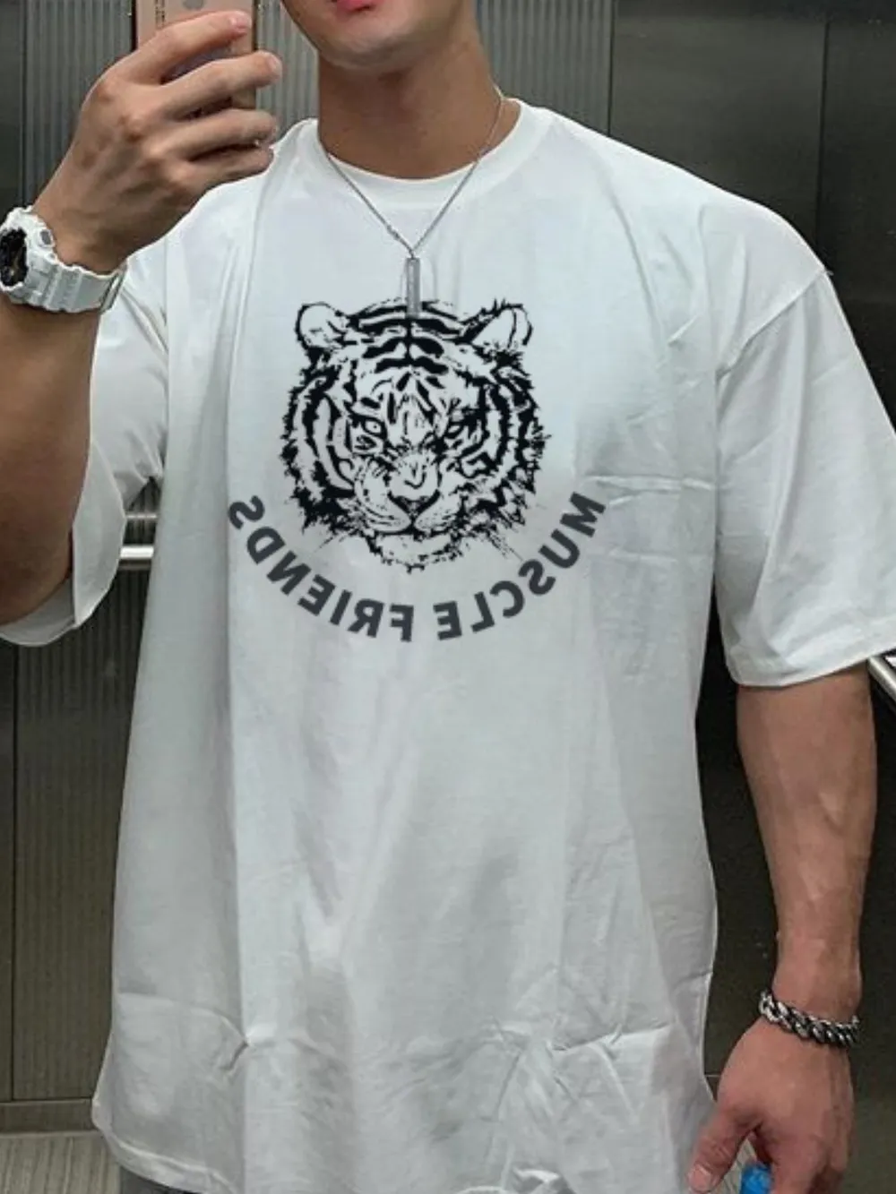 Men's Plus Size Graphic Round Neck Short Sleeve T-Shirt, image 3