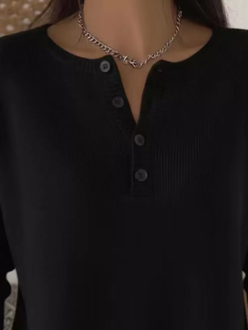 Full Size Button Detail Ribbed Knit Sweater Plus Size, image 18
