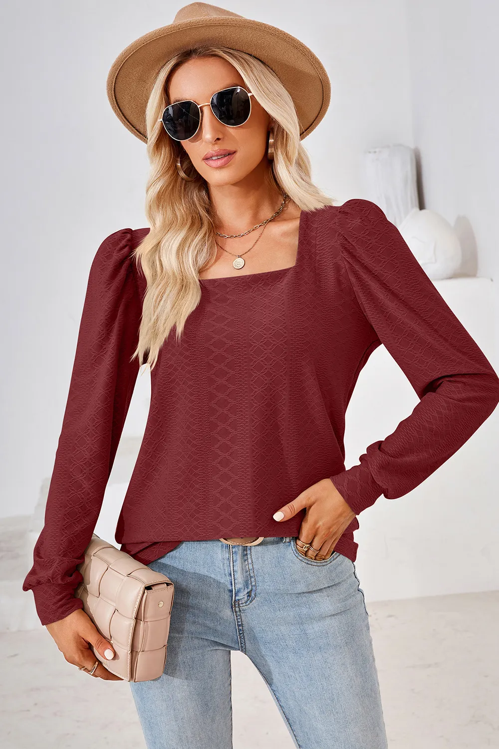Square Neck Puff Sleeve T-Shirt, image 11