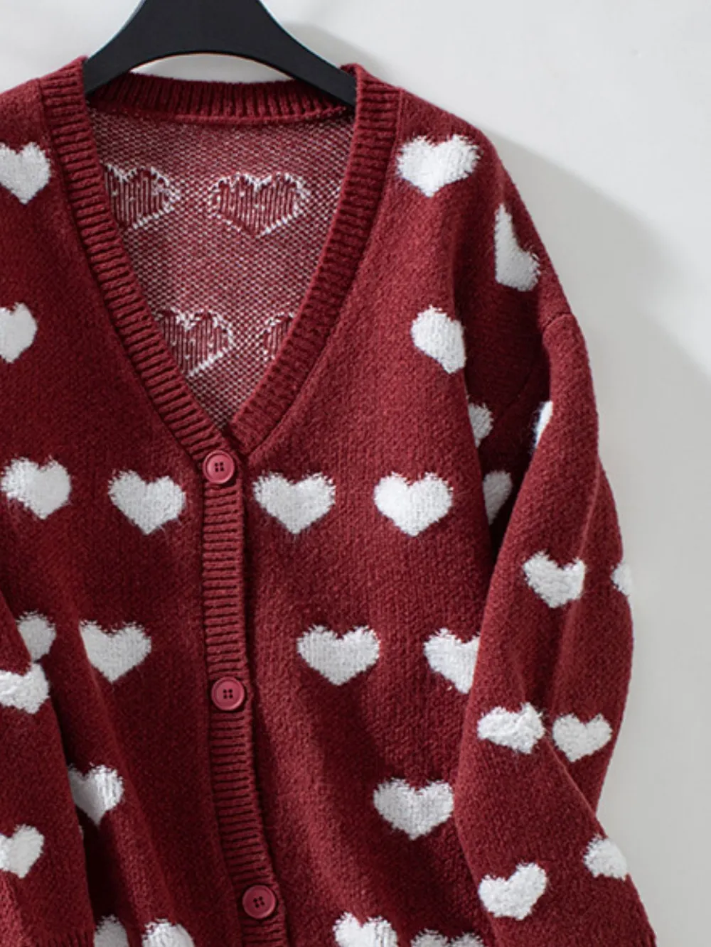 Heart V-Neck Button Up Long Sleeve Cardigan, image 11