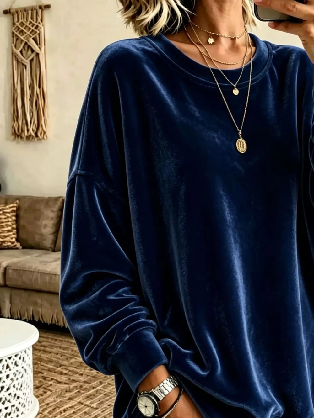 Full Size Solid Color Crew Neck Sweatshirt Plus Size, image 6