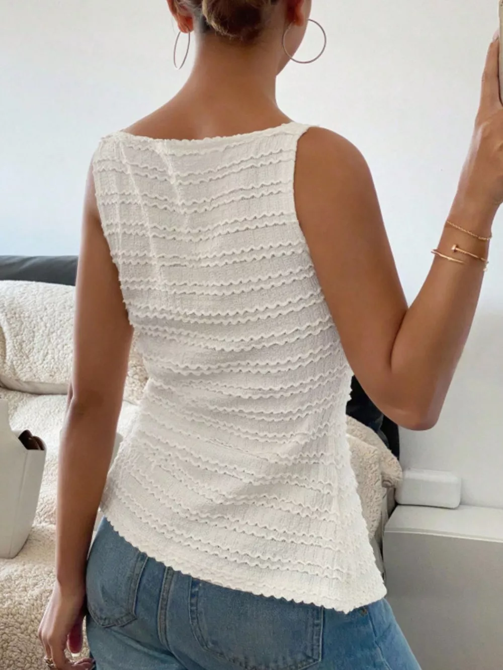 Textured Button-Front Tank, image 17