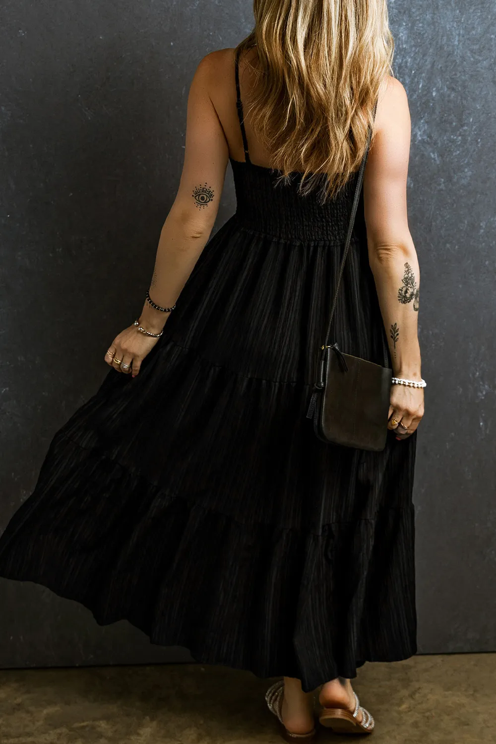 Smocked Tiered Spaghetti Strap Dress, image 4