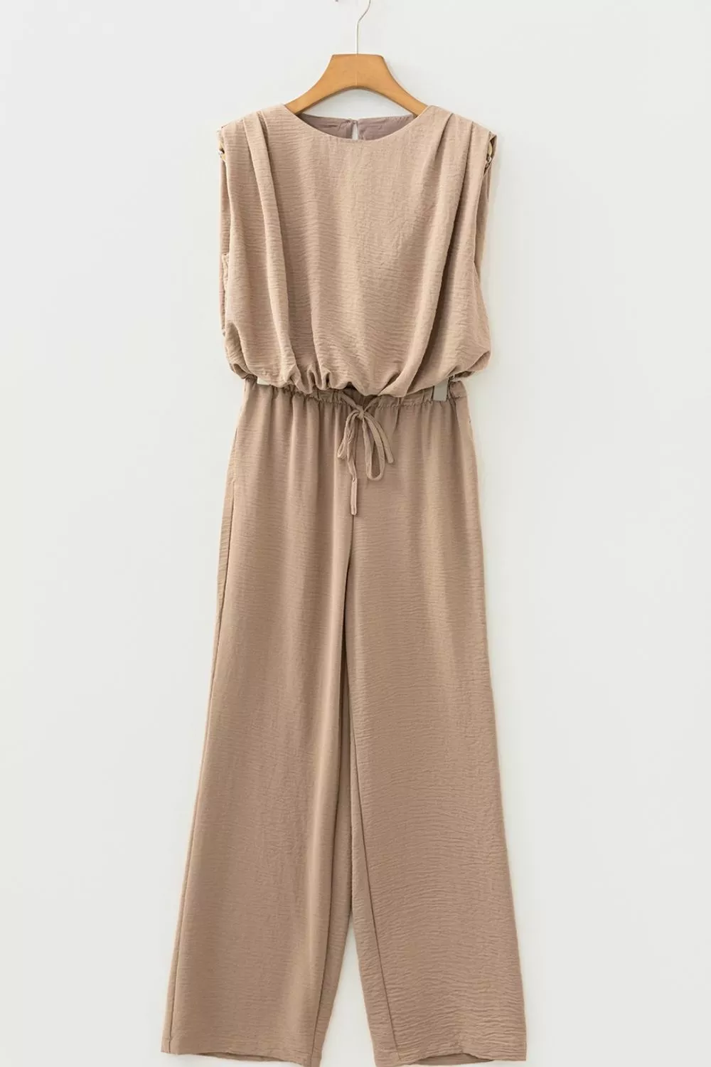 Solid Color Keyhole Puffy Tank Drawstring Loose Pants 2pcs Outfit, image 9
