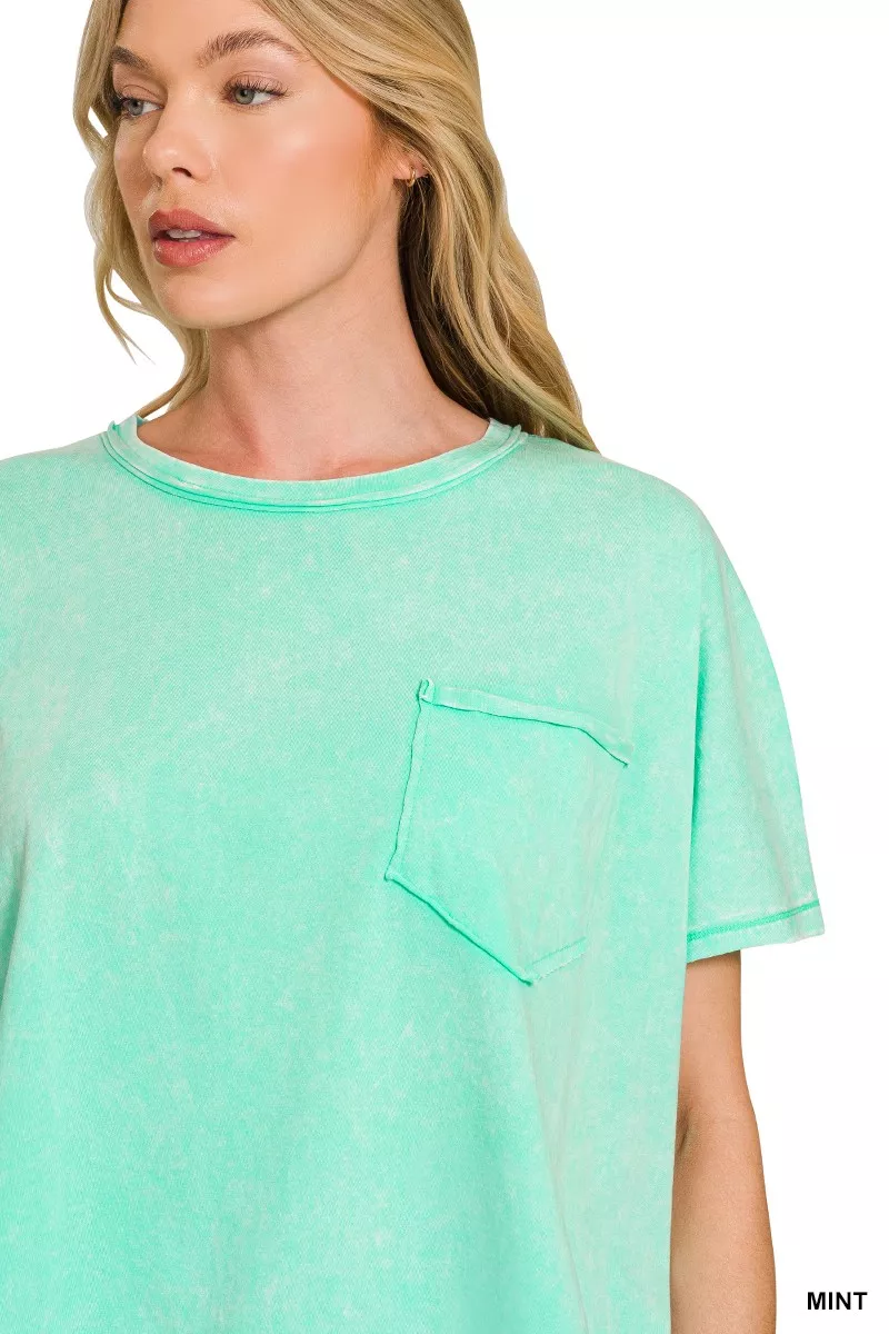 Acid Washed Round Neck Short Sleeve Oversized T-Shirt, image 3