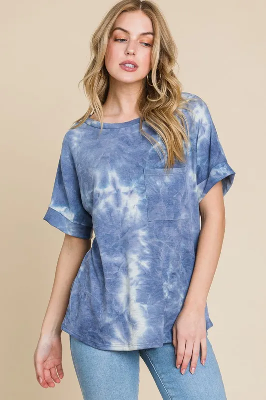 Tie-Dye Round Neck Short Sleeve T-Shirt, image 2