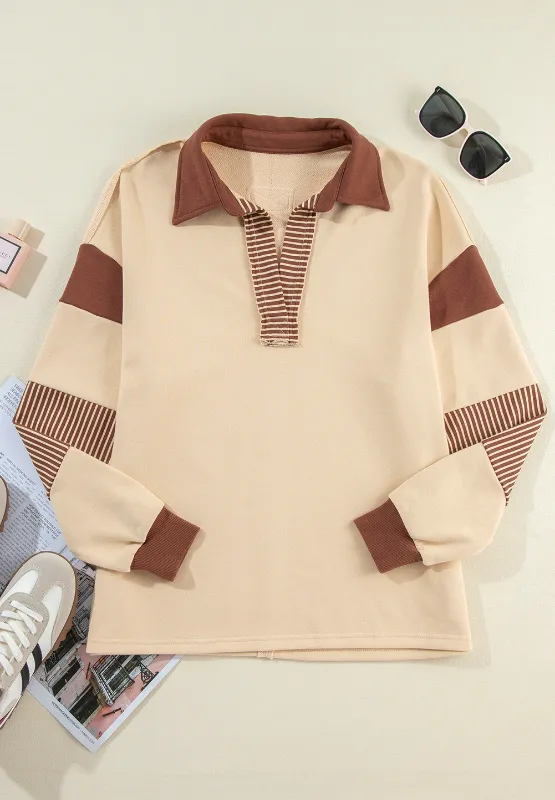 Color Block Johnny Collar Long Sleeve Sweatshirt, image 11