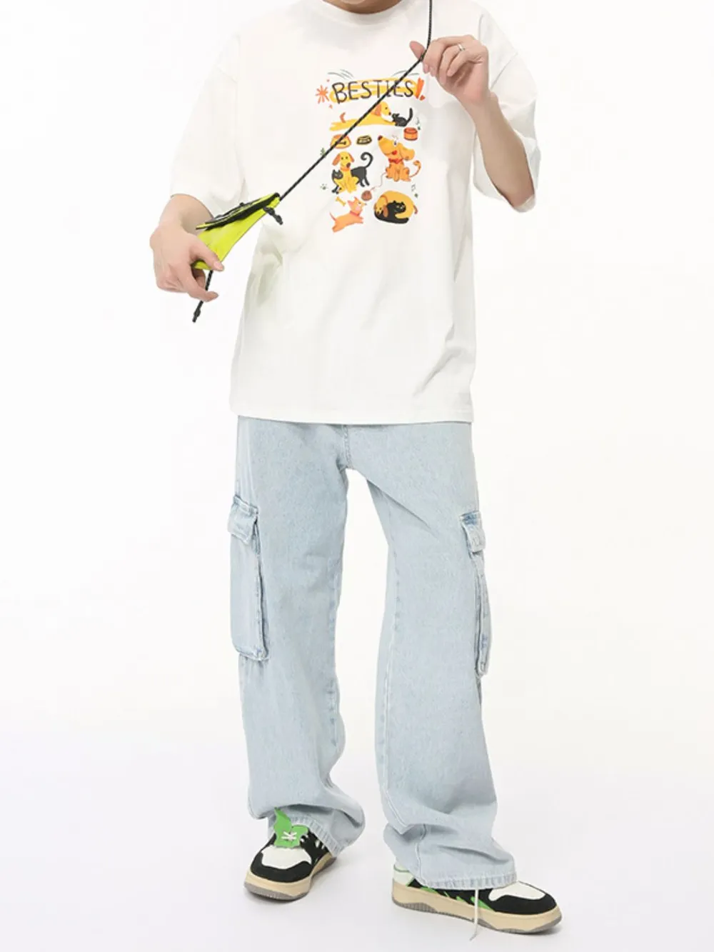 Men's Washed Straight Cargo Jeans, image 6
