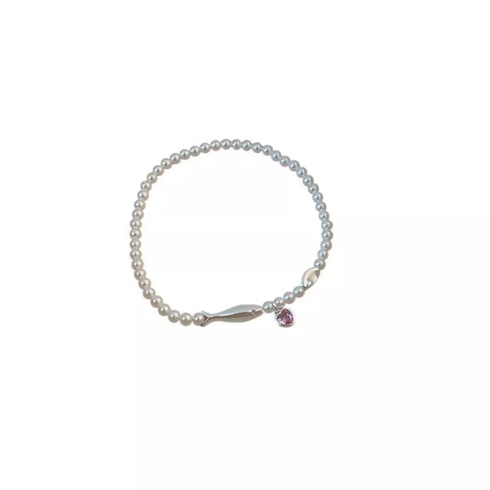 Pearl Fish Bracelet with Heart Charm, image 6
