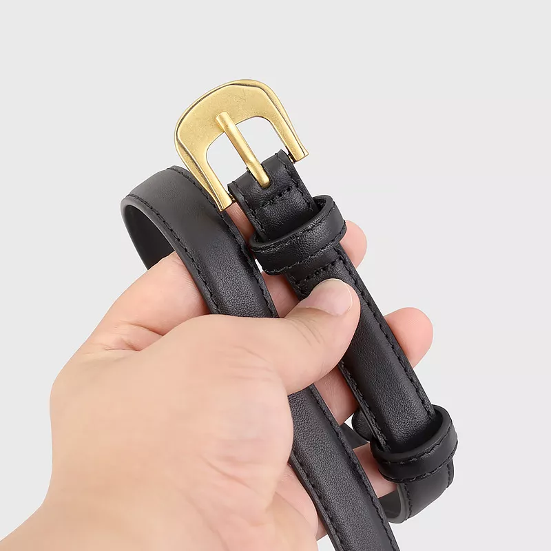Leather Belt with Golden Buckle, image 2