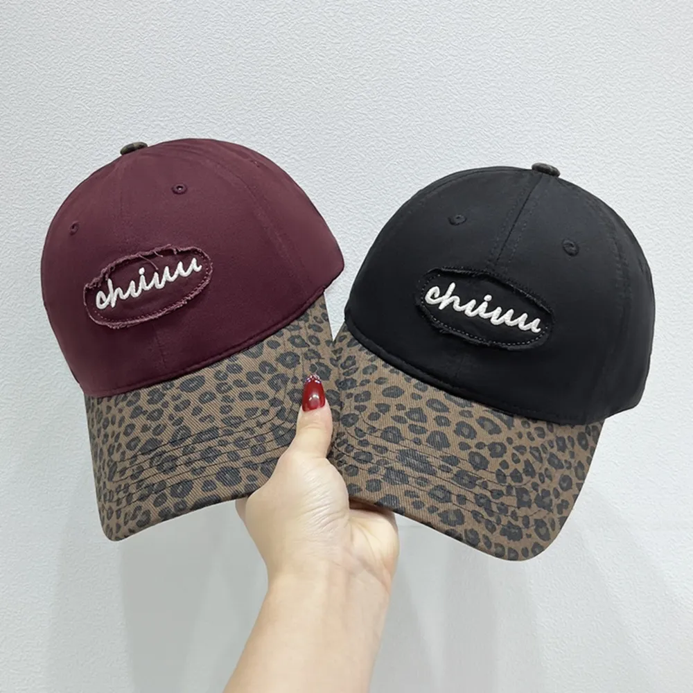 Leopard Print Baseball Cap with Embroidered Letter, image 13