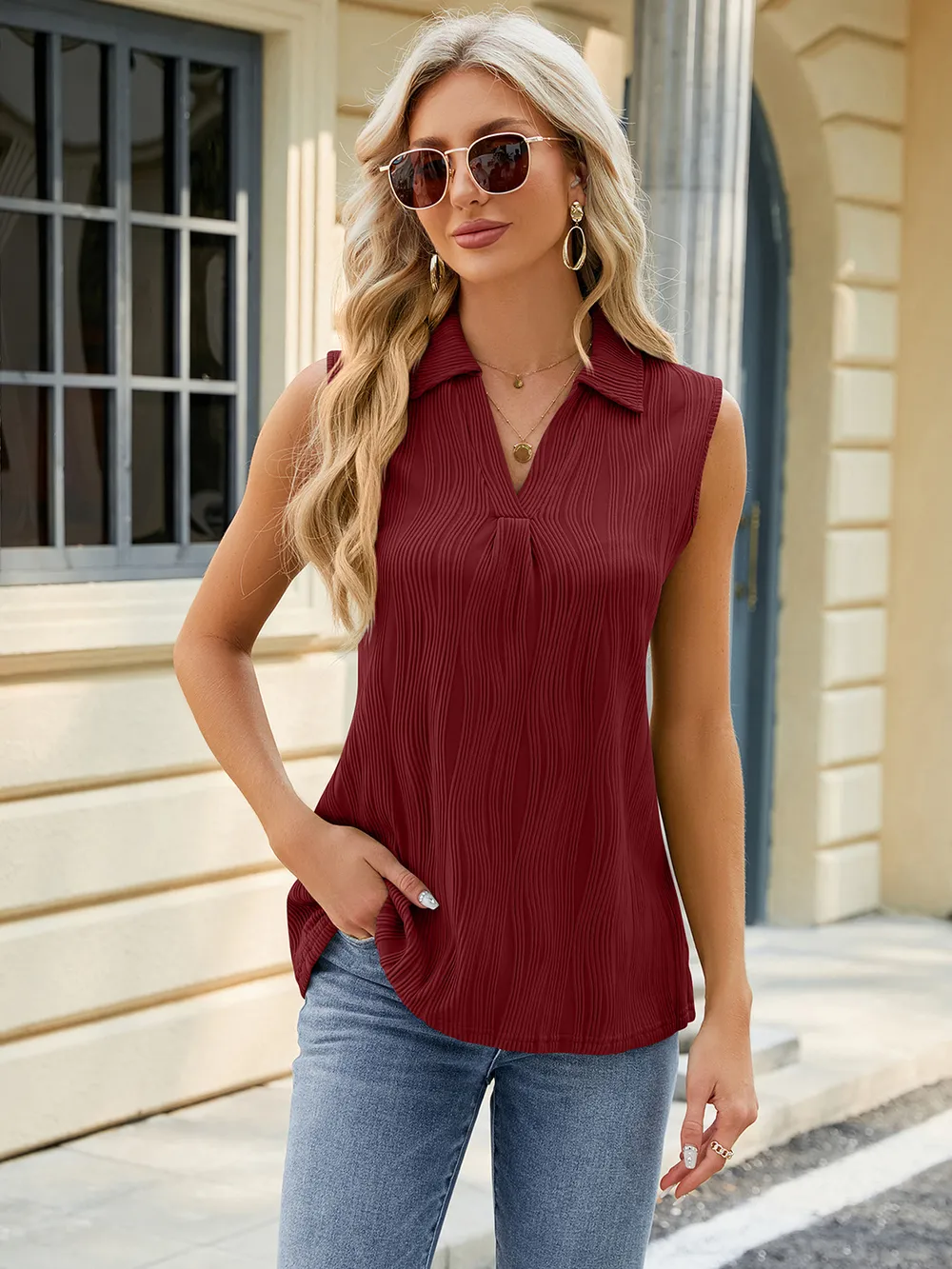 Textured Johnny Collar Tank, image 19