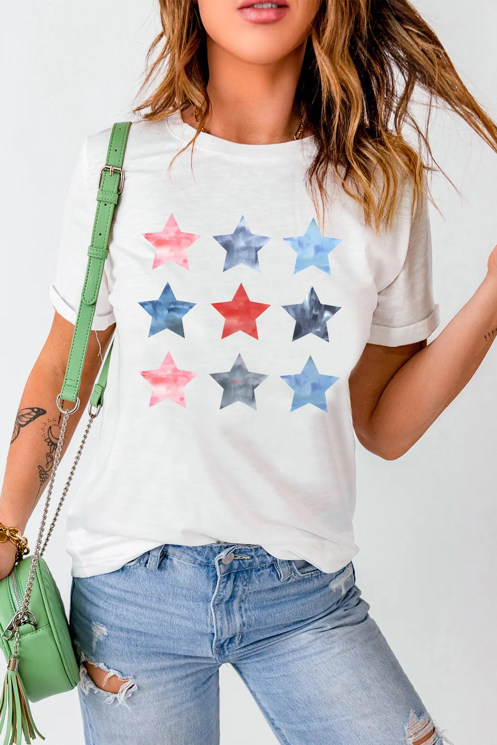 Star Round Neck Short Sleeve T-Shirt, image 3
