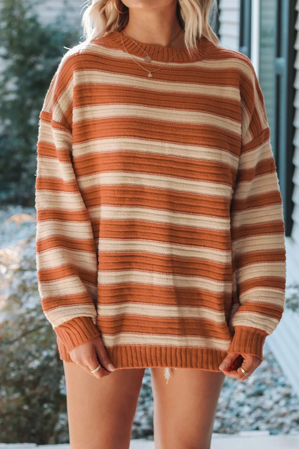 Striped Oversized Dropped Shoulder Sweater, image 3