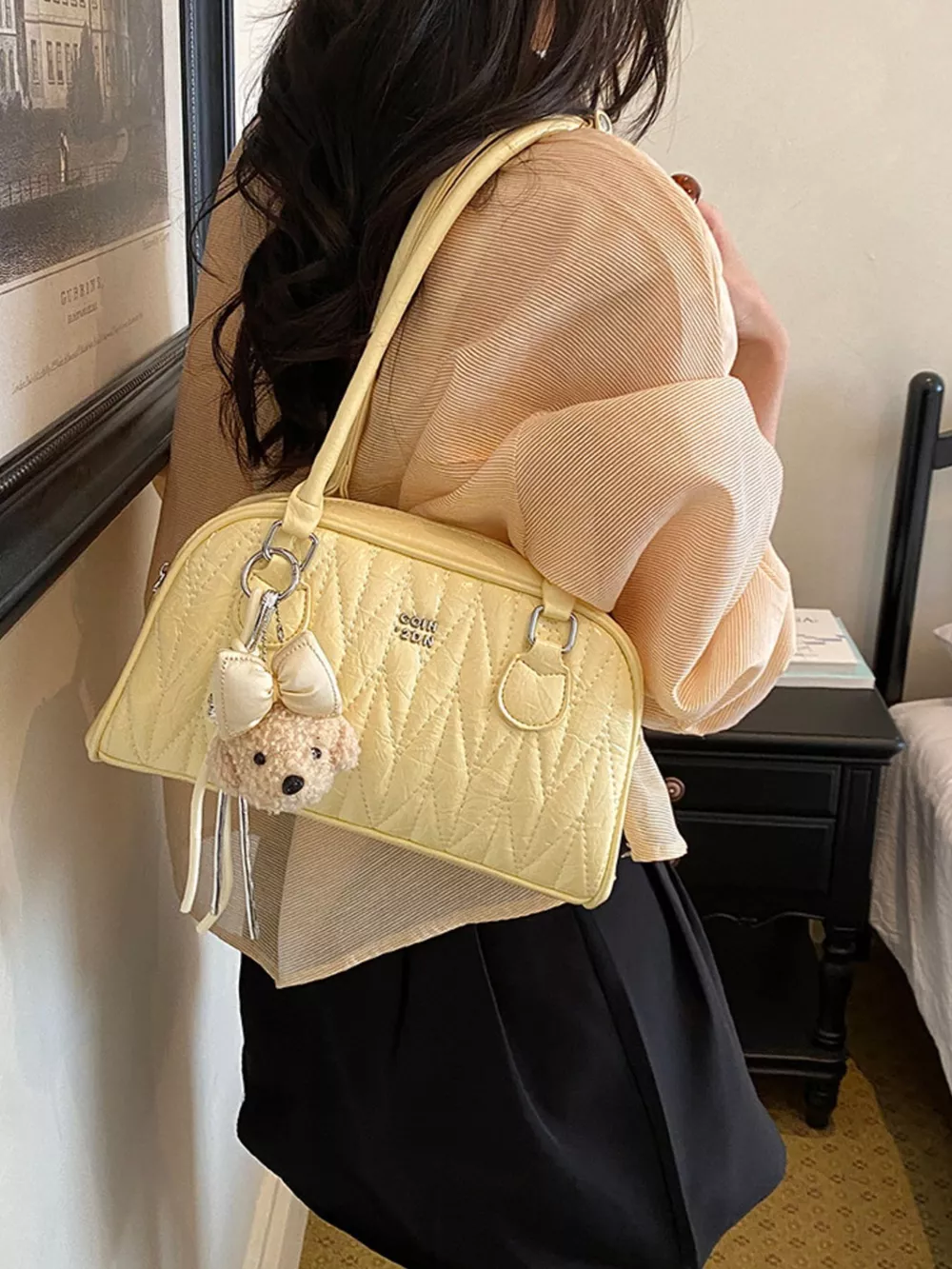 Quilted Zip Shoulder Bag