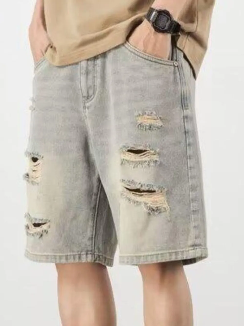 Men's Full Size Distressed Denim Shorts Plus Size, image 2