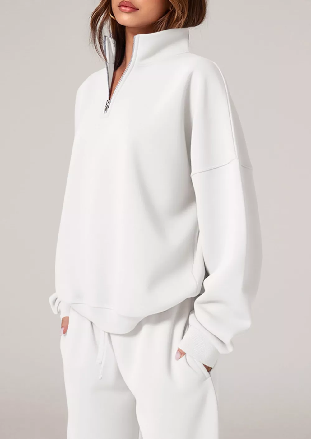 Half-Zip Sweatshirt and Wide-Leg Sweatpants Set, image 18