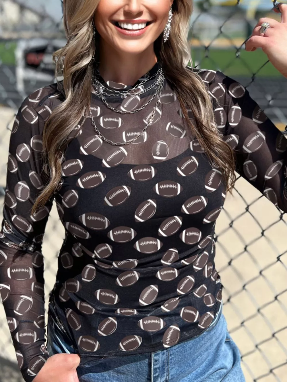 Game Day Mesh Sheer Long Sleeve Top, image 6