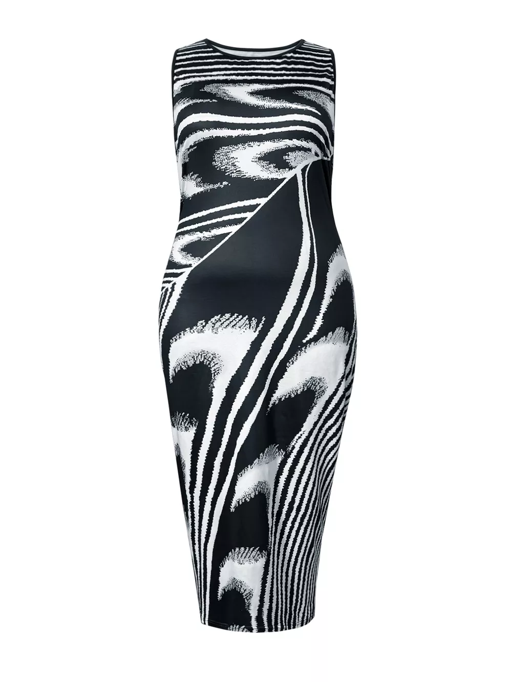 Plus Size Sleeveless Bodycon Maxi Dress with Abstract Print, image 6