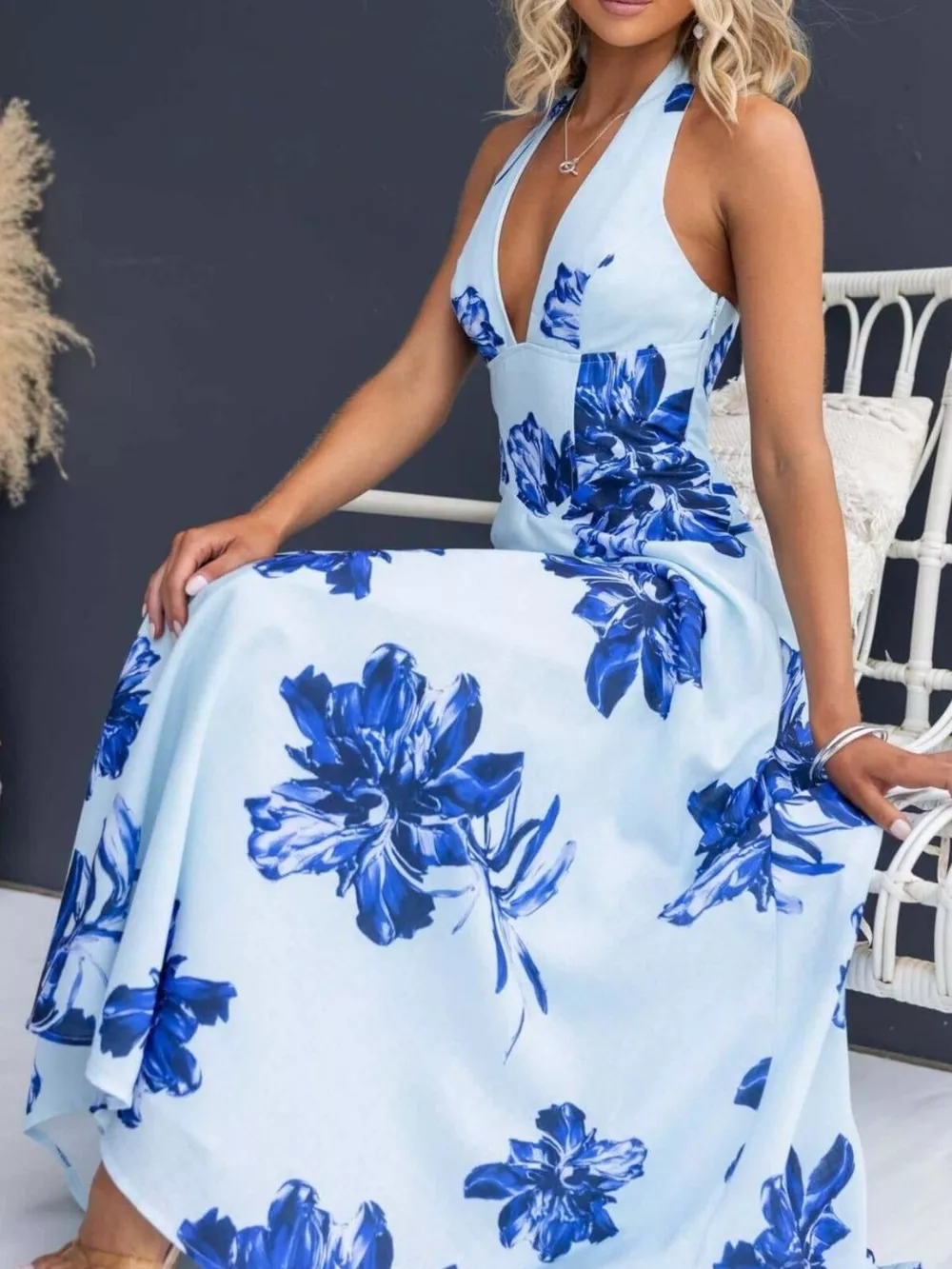 Floral Print Halter Neck Maxi Dress, image 18