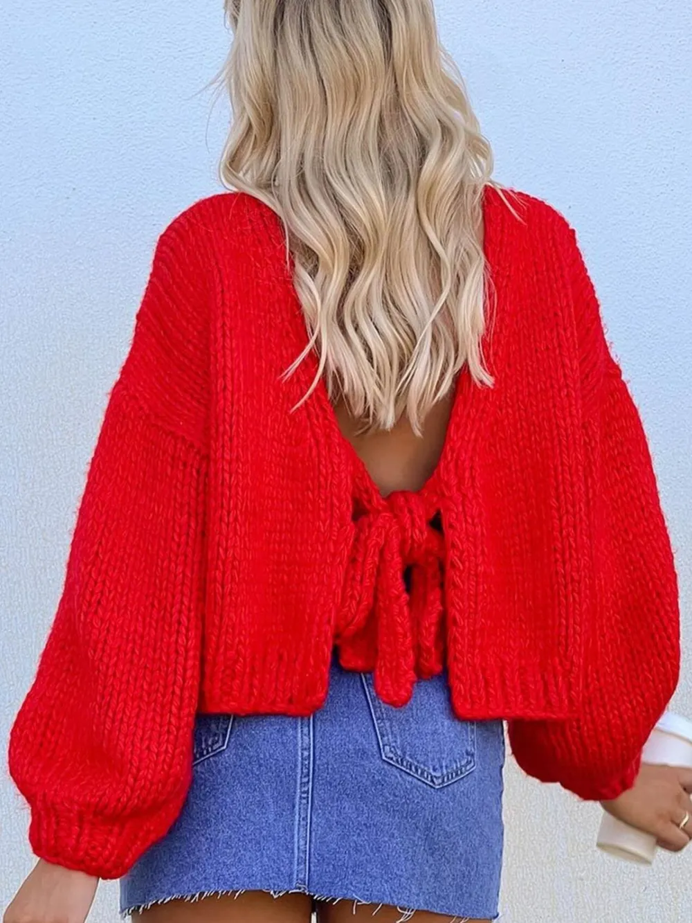 Tied Drop Shoulder Cardigan, image 4