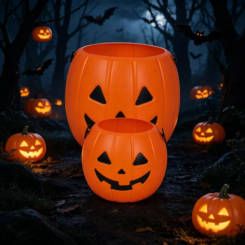 Halloween Decorative Pumpkin Bucket with Handle Set, image 3