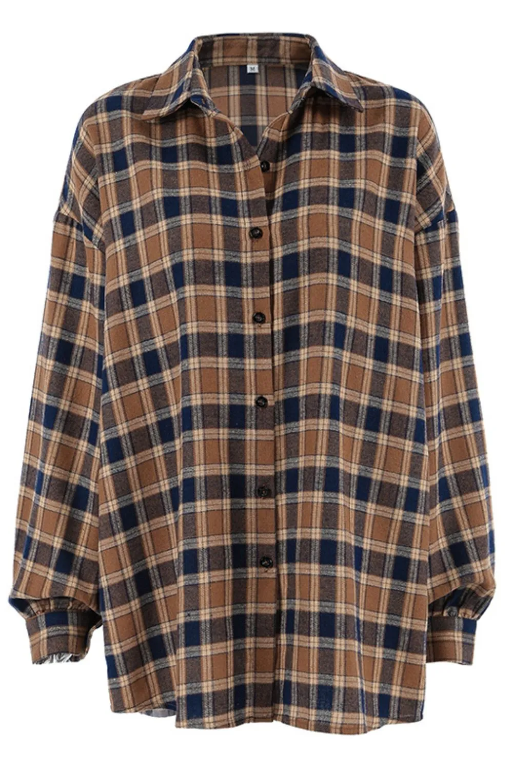 Plaid Button Up Drop Shoulder Shacket, image 6