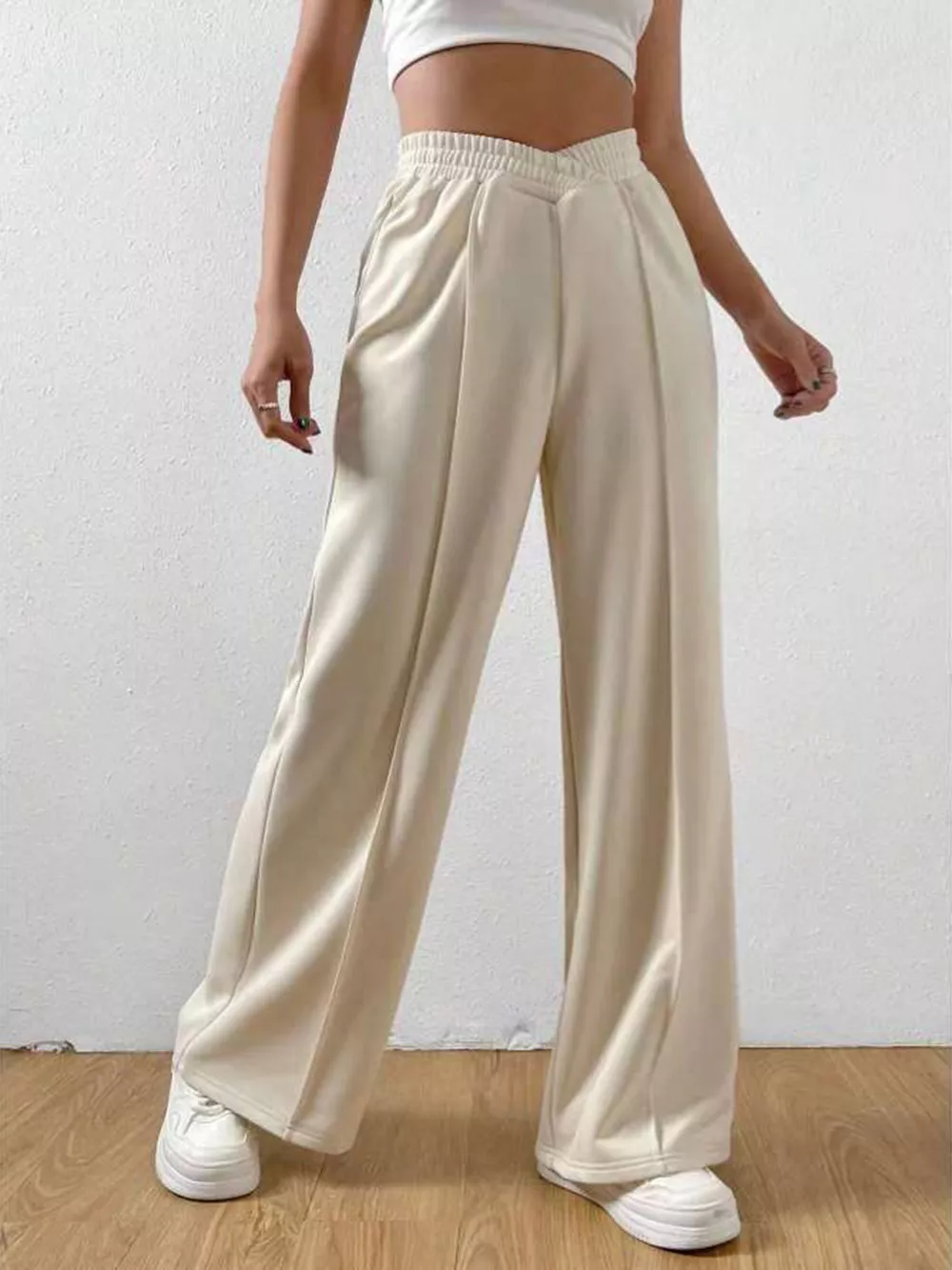 Elastic Waist Wide Leg Pants, image 17