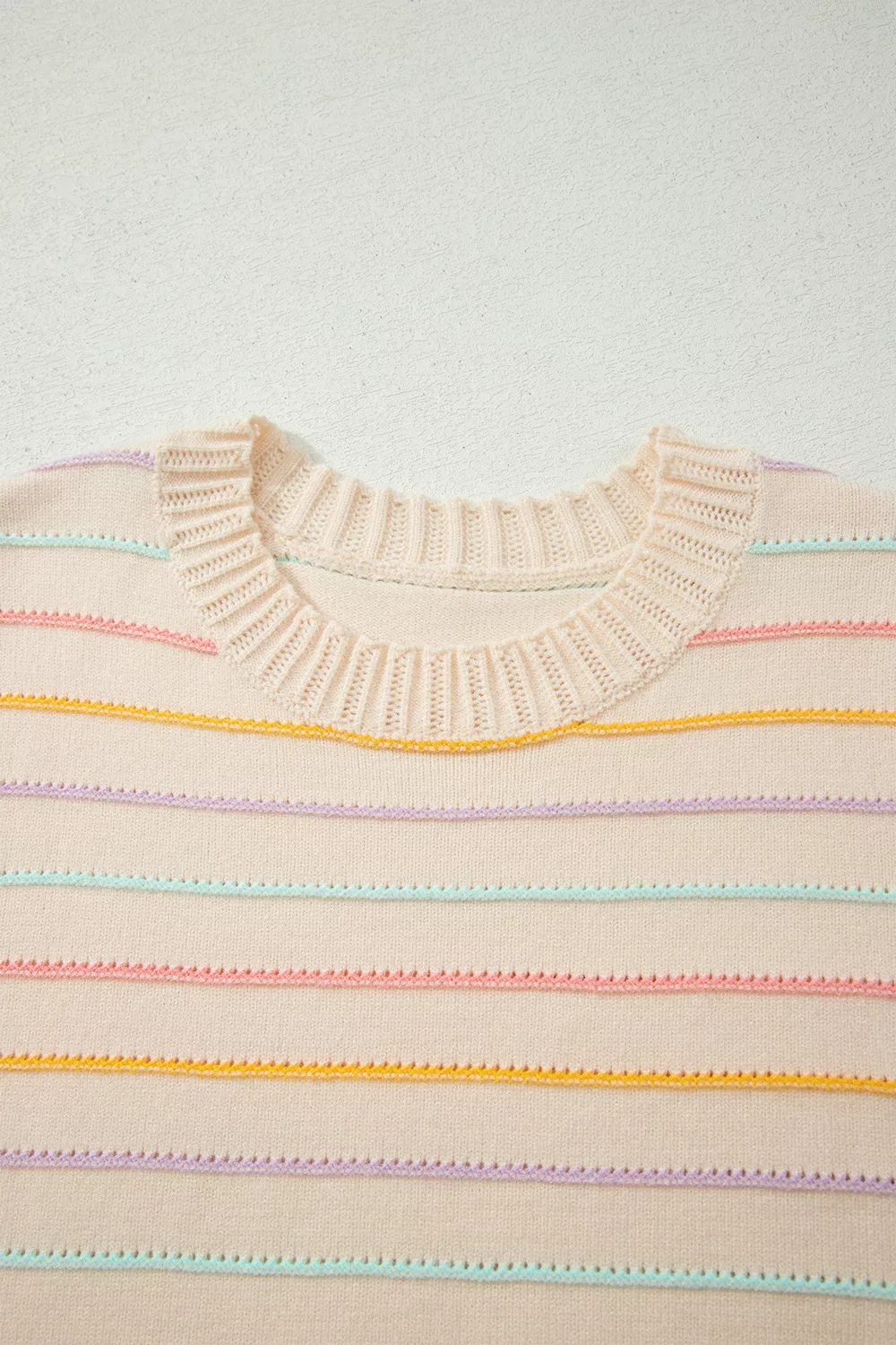 Stripe Colorful Stripes Crew Neck Knit Sweater, image 9