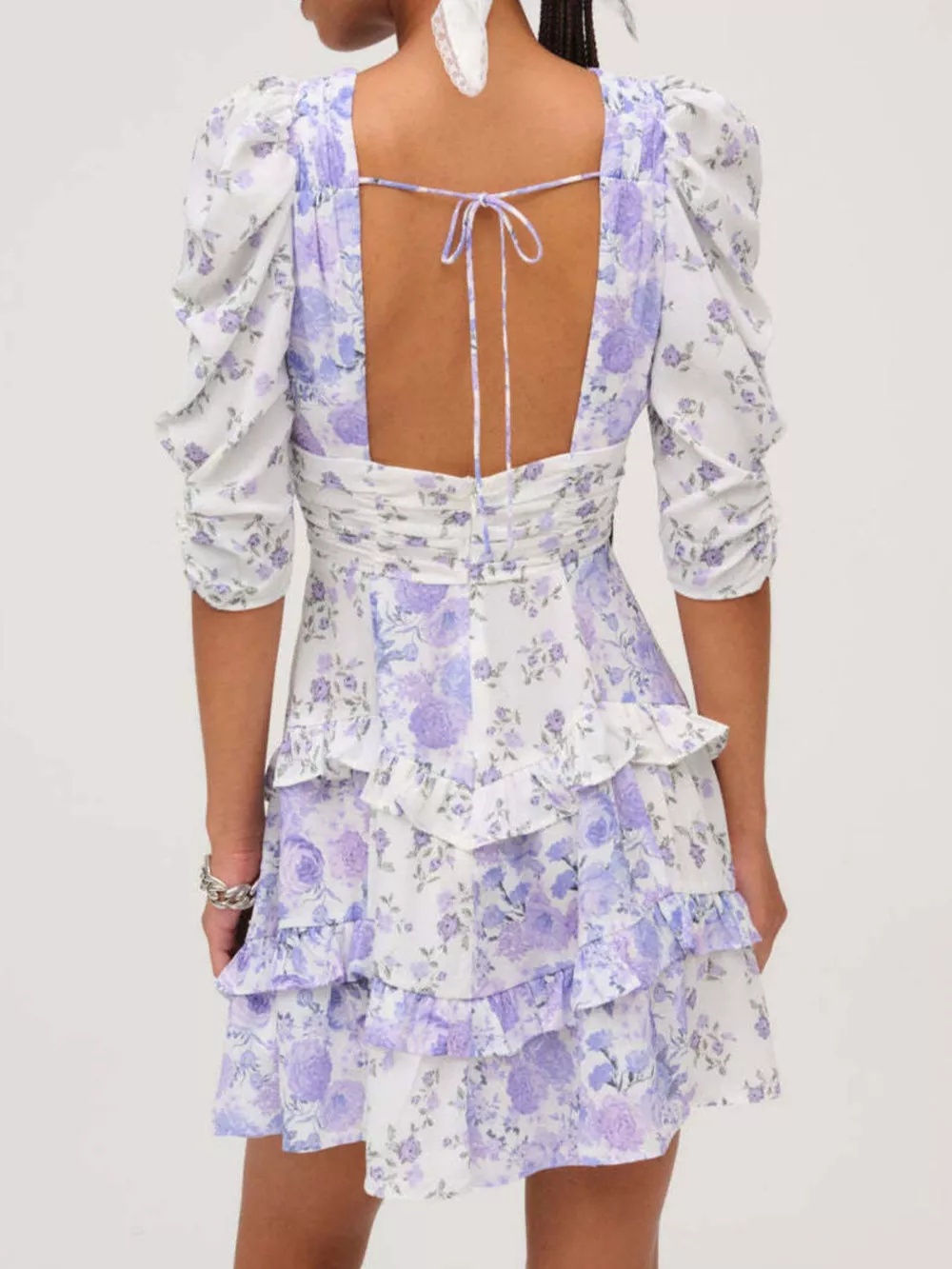Ruffled Floral Print Half Sleeve Dress, image 17