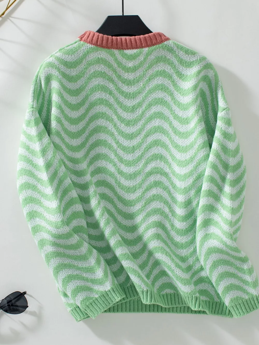 Wavy Striped Round Neck Sweater, image 7
