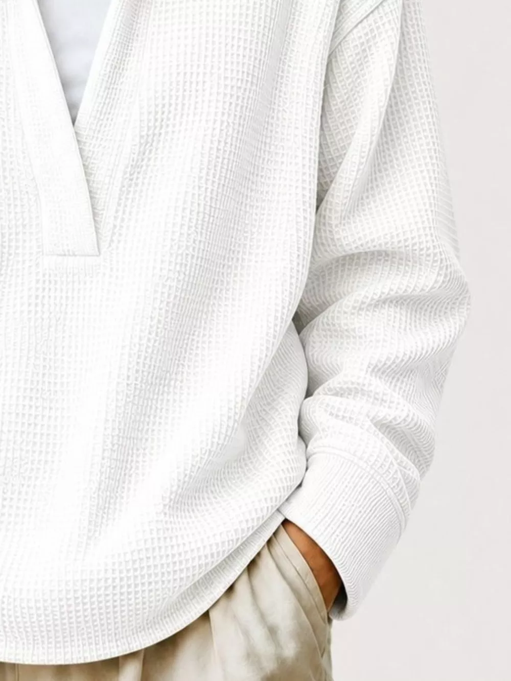 Full Size Waffle Knit Dropped Shoulder Sweatshirt Plus Size, image 19