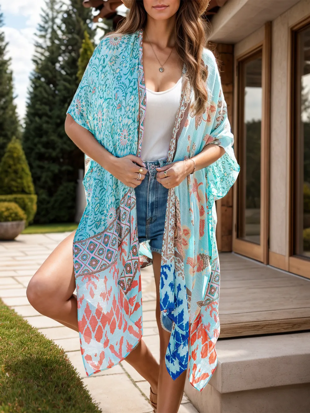 Printed Open Front Cover-Up, image 2