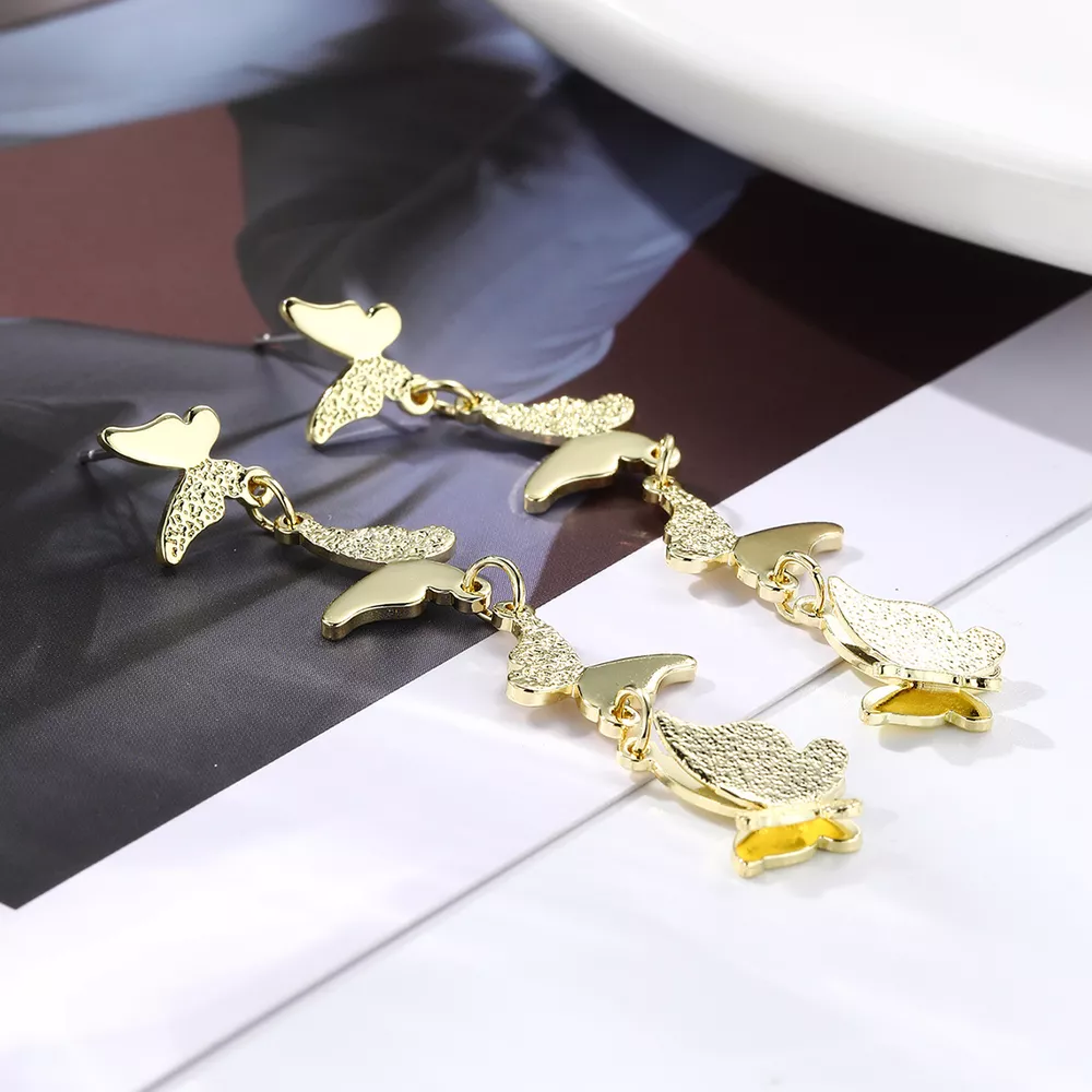 18K Gold-Plated Alloy Butterfly Earrings, image 3