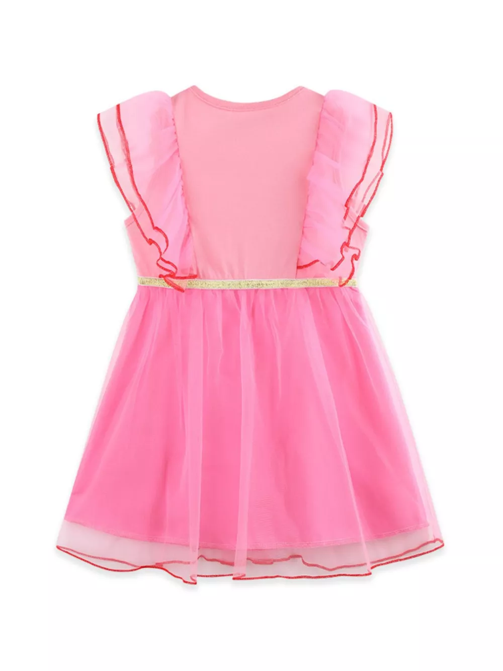 Children's Strawberry Embroidered Ruffle Sleeve Tulle Dress, image 5