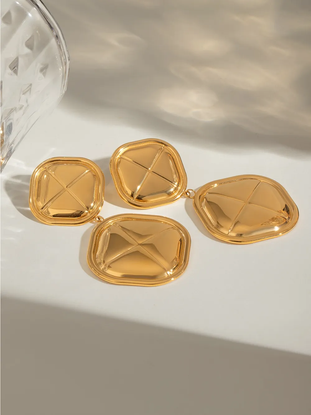 18K Gold-Plated Stainless Steel Square Earrings, image 5