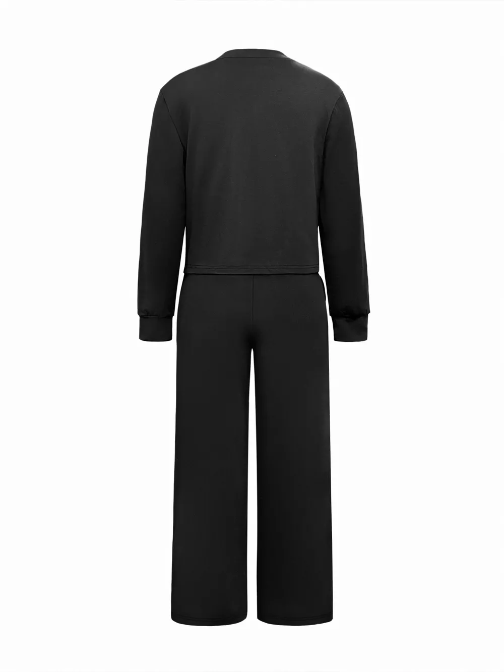 Solid Color Long Sleeve Top & Wide Leg Pants Set, image 8