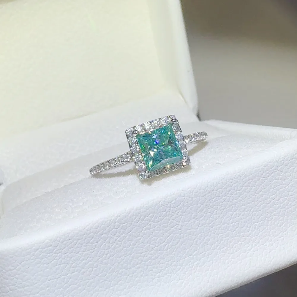 2 Carat 925 Sterling Silver Moissanite Square Shape Ring, image 3