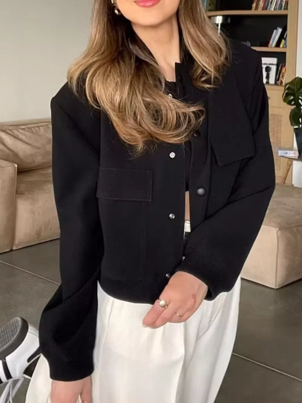 Snap-Down Cropped Bomber Jacket, image 9