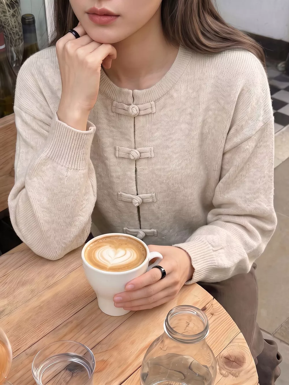 Button Up Dropped Shoulder Cardigan, image 4