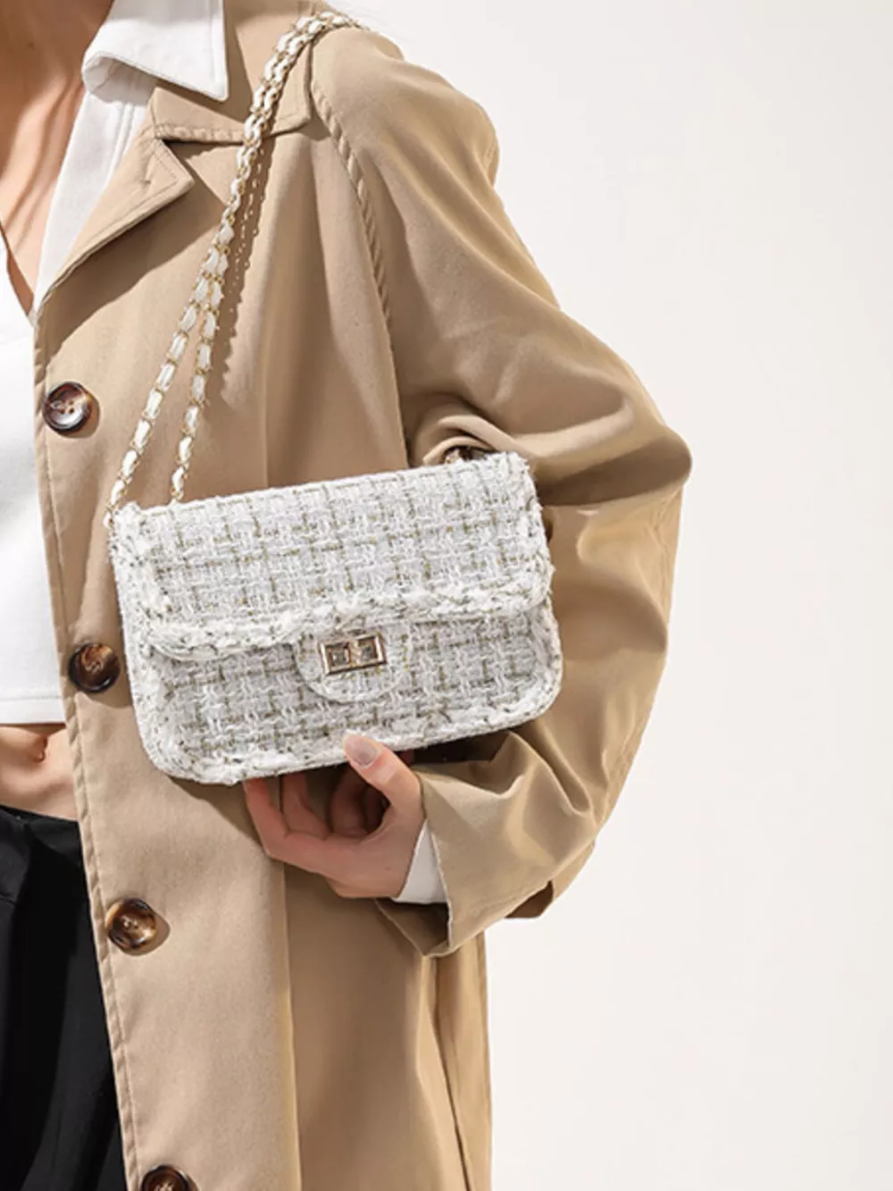Tweed Flap Crossbody Bag, image 9