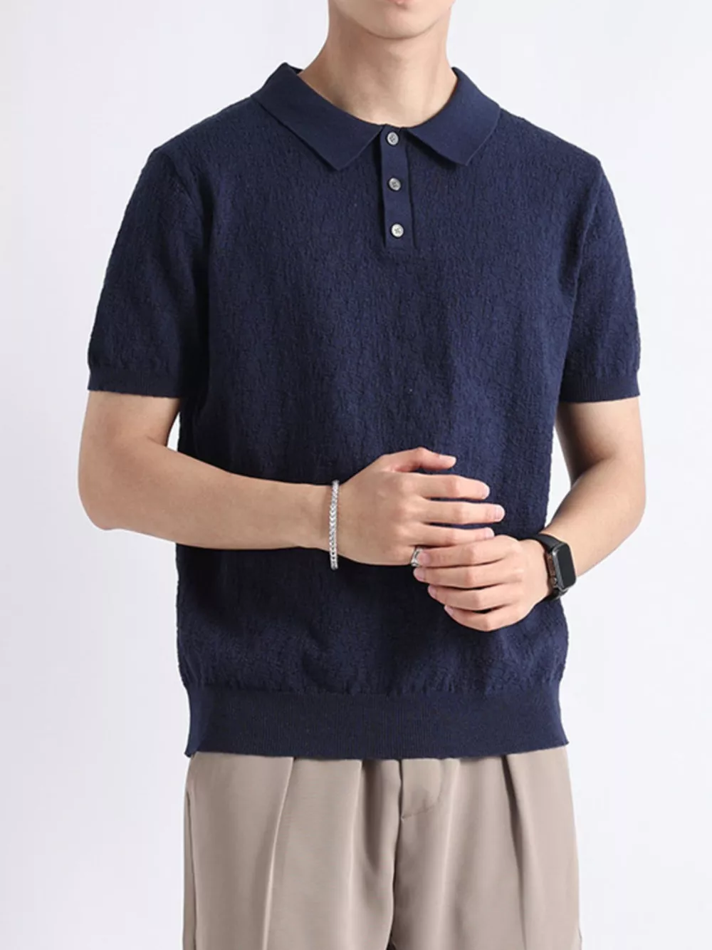 Men's Plus Size Button Detail Short Sleeve Polo, image 9