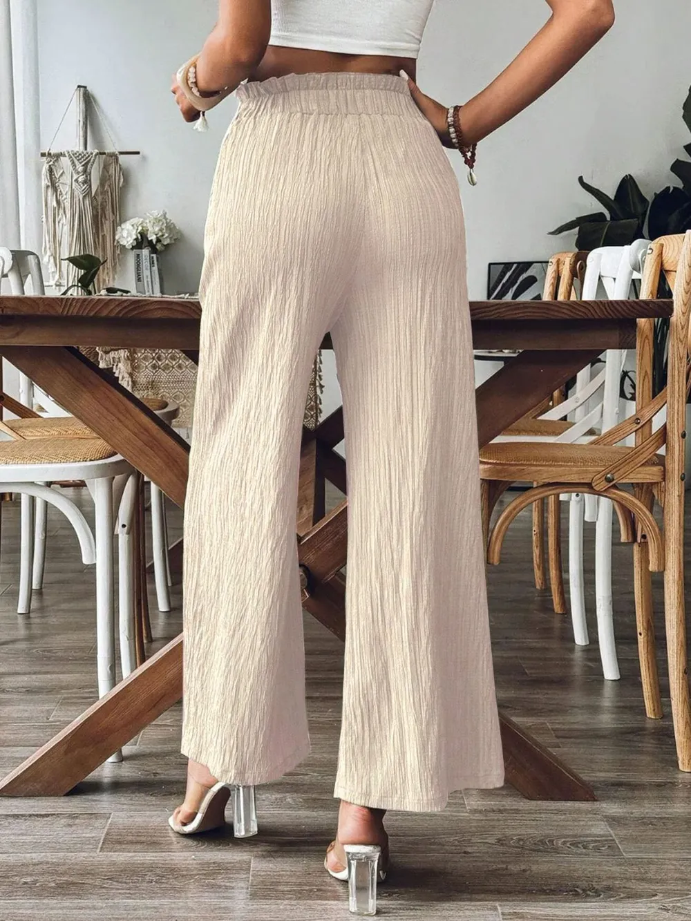 Pocketed Elastic Waist Wide Leg Pants, image 5