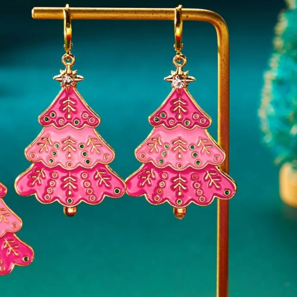 Christmas Tree Dangle Earrings, image 2