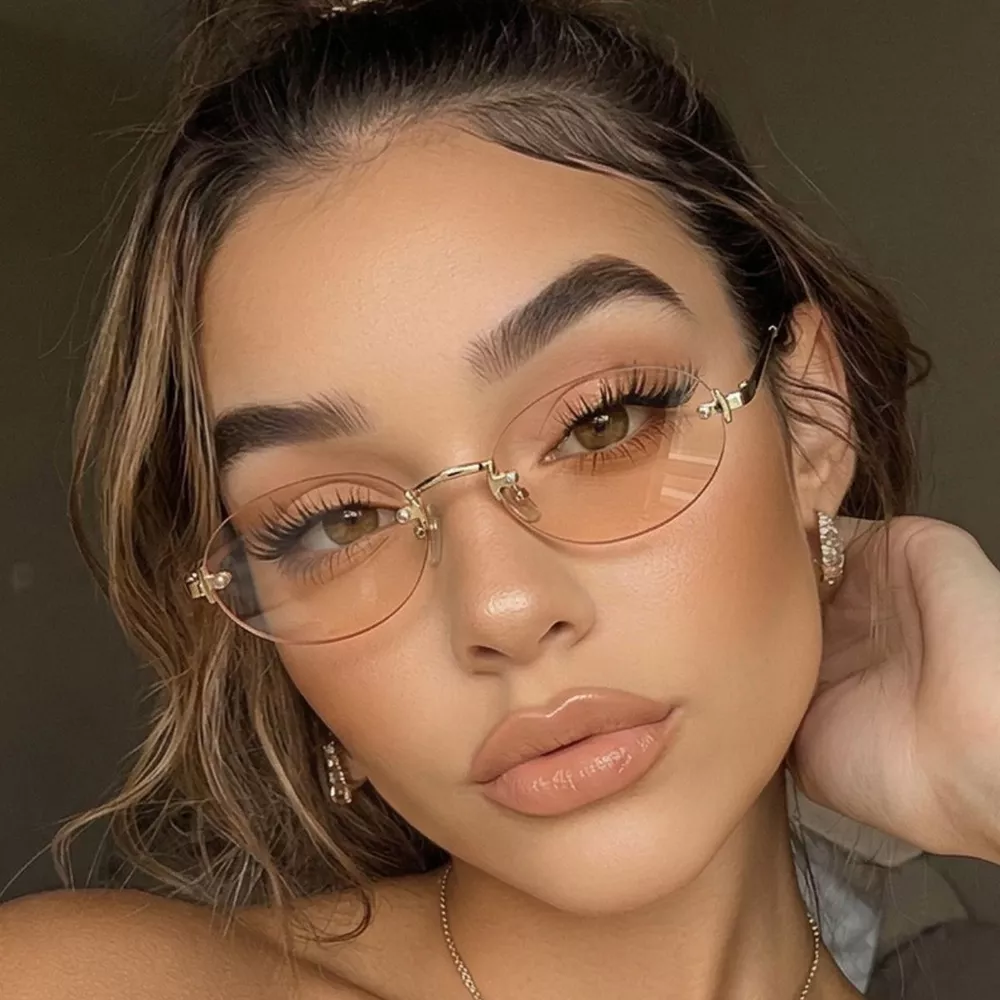 Vintage Oval Rimless Sunglasses, image 5