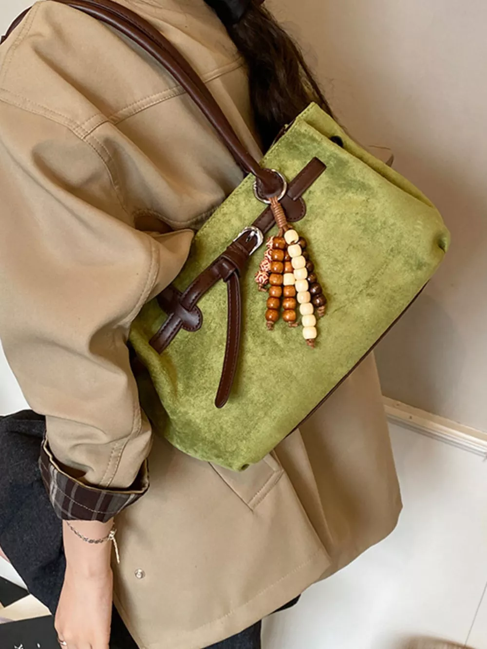 Vintage Suede Tote Bag, image 4