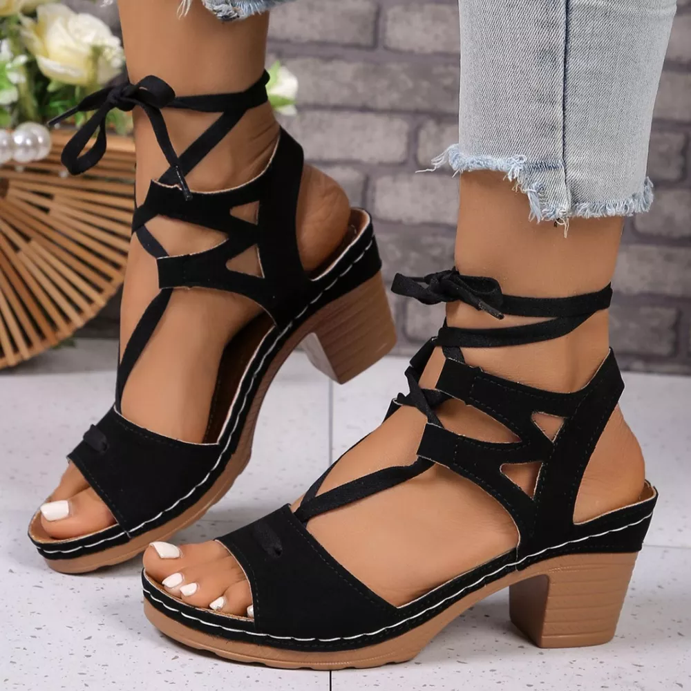 Lace-Up Block Heel Sandals, image 15