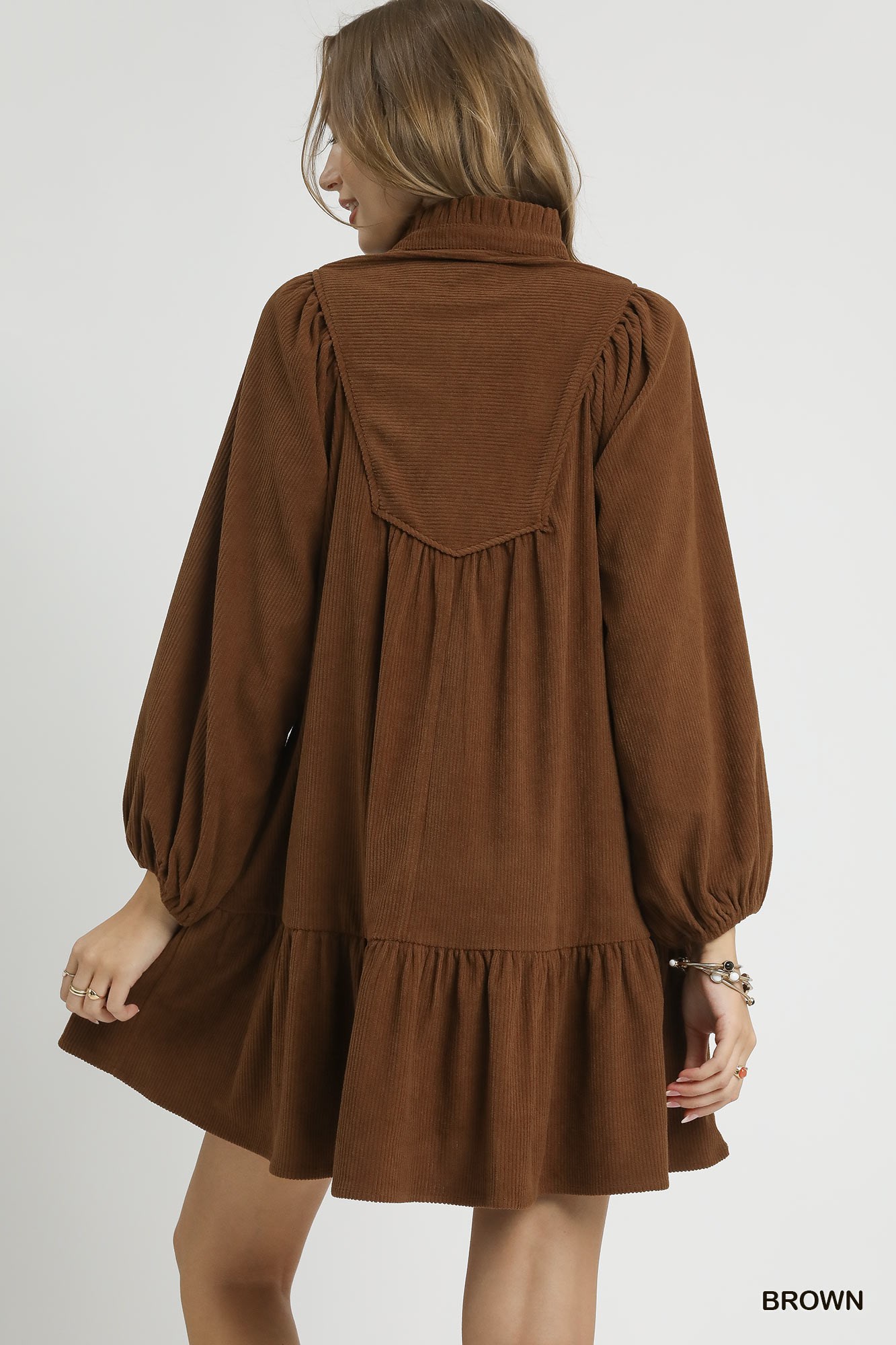 Corduroy Tiered Babydoll Dress, image 3