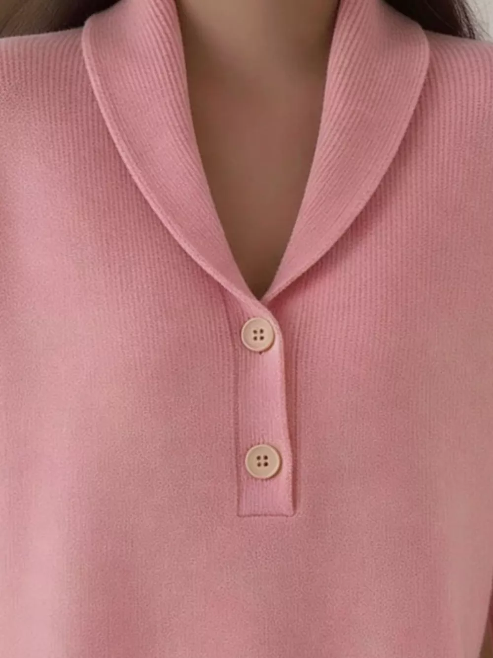 Shawl Collar Button Detail Sweater, image 2