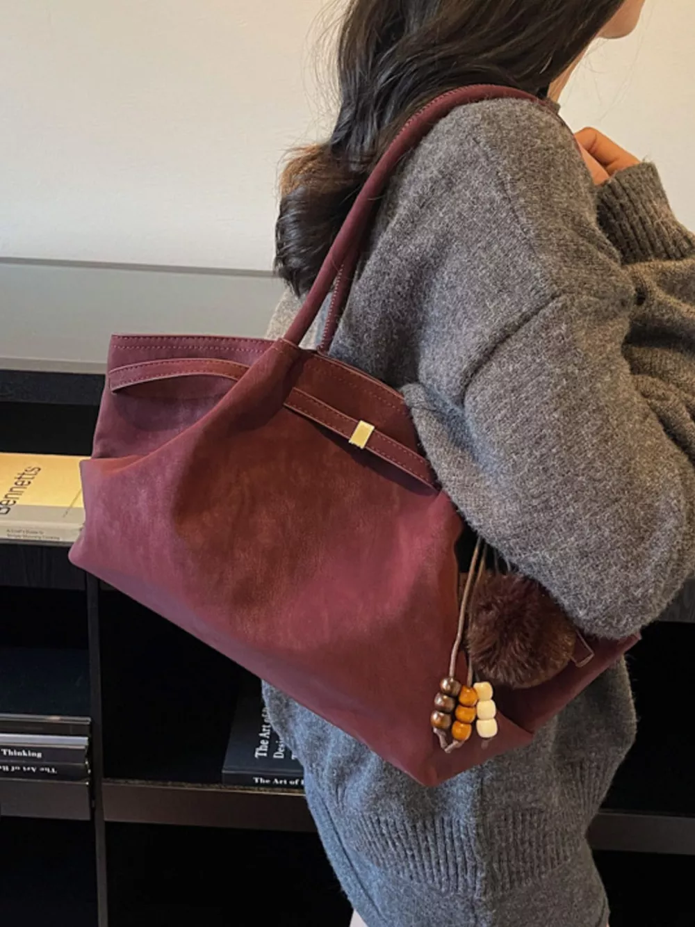 Decorative Tassel and Beads Tote Bag, image 2